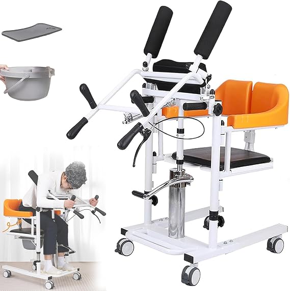 Patient Lift Transfer Chair for Home - Chair Lift Assist Devices for seniors/300 lb Capacity, Hydraulic Patient Lift Chair with Adjustable Height