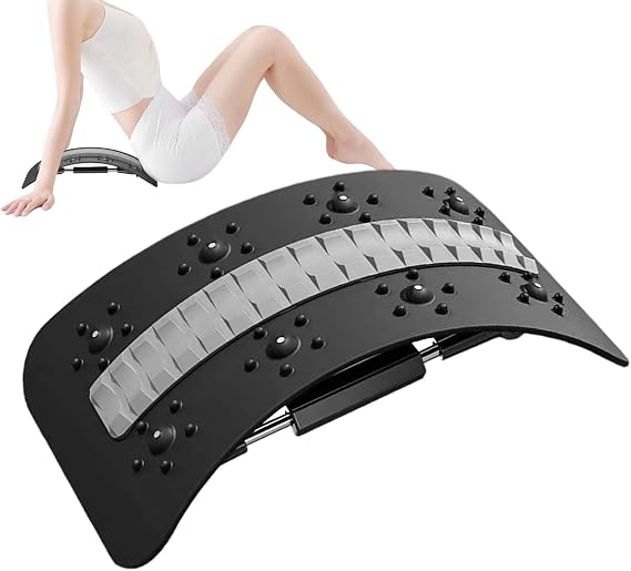 Back Stretcher, Spine Support Massager, Lumbar Correction Device 14.57x8.46 Inches, Postures Reliefs Tool, Adjustable Arch Support for Yoga, Pilates, Bed Rest, Home Exercise, Travel Use
