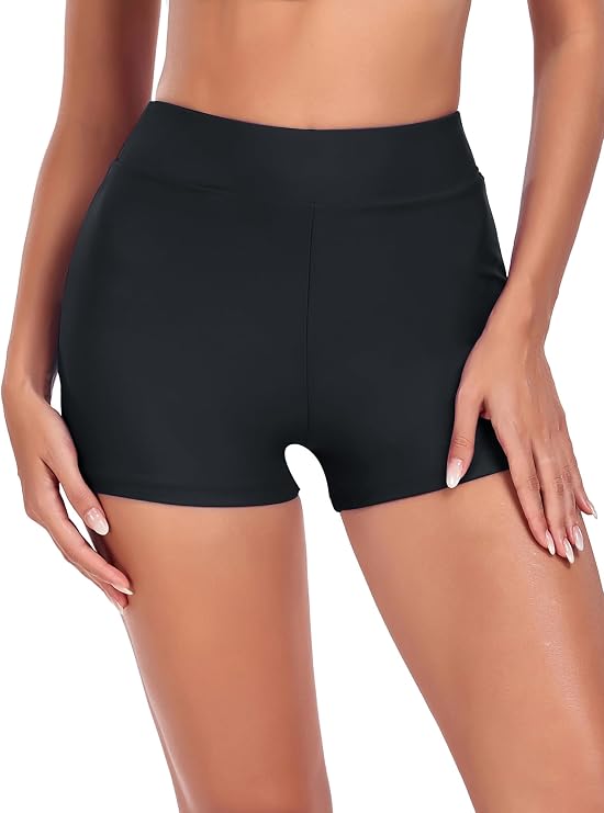 Colloyes Women's High Waisted Tummy Control Swim Board Shorts Beach Shorts