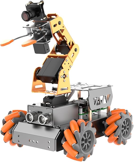 MasterPi 5DOF Robotic Arm for RaspberryPi 5 AI Vision Tracking Target Sorting Line Follow Open Source Programming Smart Robot Car Kit for Teen Adult STEM Educational Building Robot, RPi Not Included