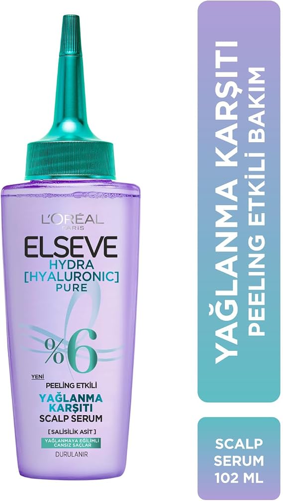L'Oreal Paris Elseve Hydra Hyaluronic Pure Salisilik Asit İçeren Yağlanma Karşıtı Peeling Etkili Saç Derisi Serumu 102 ml
