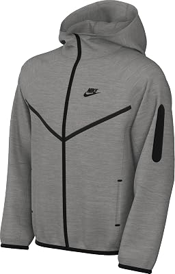 Nike Sportswear Tech Fleece Big Kids Full-Zip Hoodie HV5867-063, Dark Grey HeatherDark Grey Heather Size X-Small