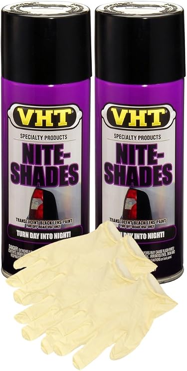 VHT Nite-Shades Lens Cover Translucent Black Paint (10 oz) Bundle with Latex Gloves (6 Items)