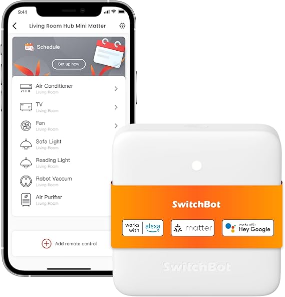 SwitchBot Hub Mini Matter Enabled, Smart IR Blaster Hub & Home Smart Devices, Works with Alexa/Google Home/Apple Home, Control IR Appliances via App, Link SwitchBot Devices, 2.4GHz Wi-Fi Only