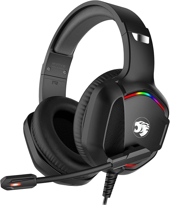 IMYB A36 Gaming Headset with Microphone for Pc, Xbox One Series X/s, Ps4, Ps5, Stereo Wired Noise Cancelling Over-Ear Headphones with Mic, RGB, for Computer, Laptop, Mac, Gamer