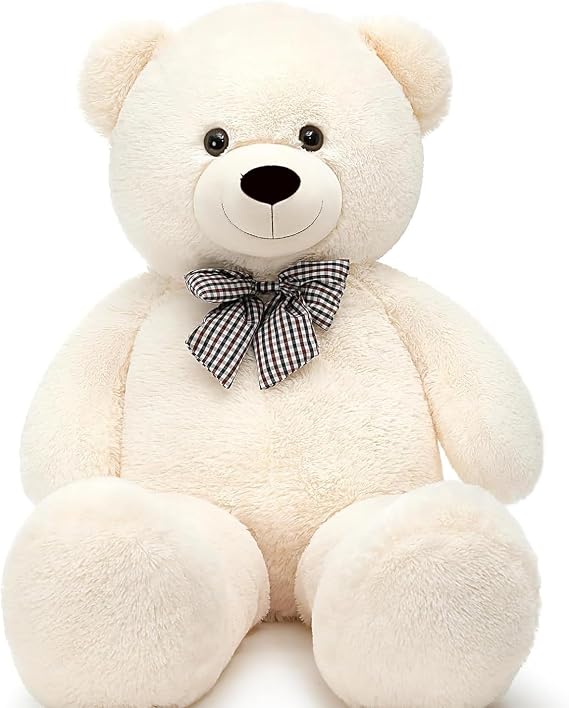 Plush Bear 120 cm Cute Bear with Bow Tie - The Most Special Gift for Lover is White