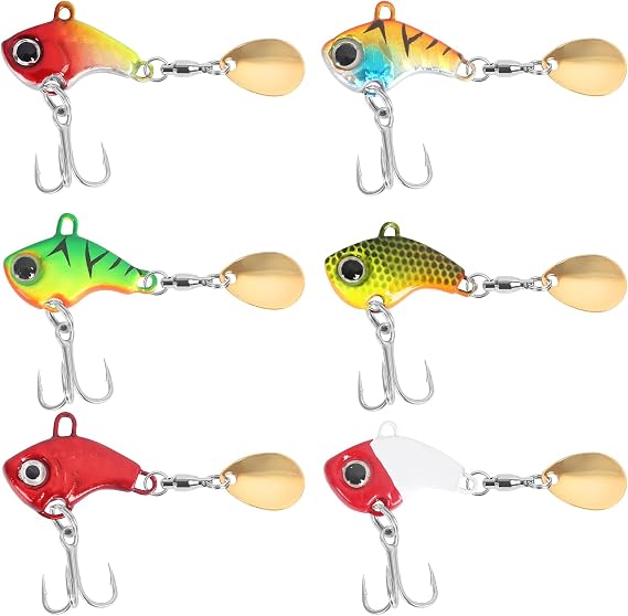 Metal VIB Spinner Blade Baits: 10pcs Blade Bass & Trout Fishing Lures with Treble Hooks, High-Flash Vibration Hard Baits for Perch Walleye Pike Freshwater Saltwater (5pcs)