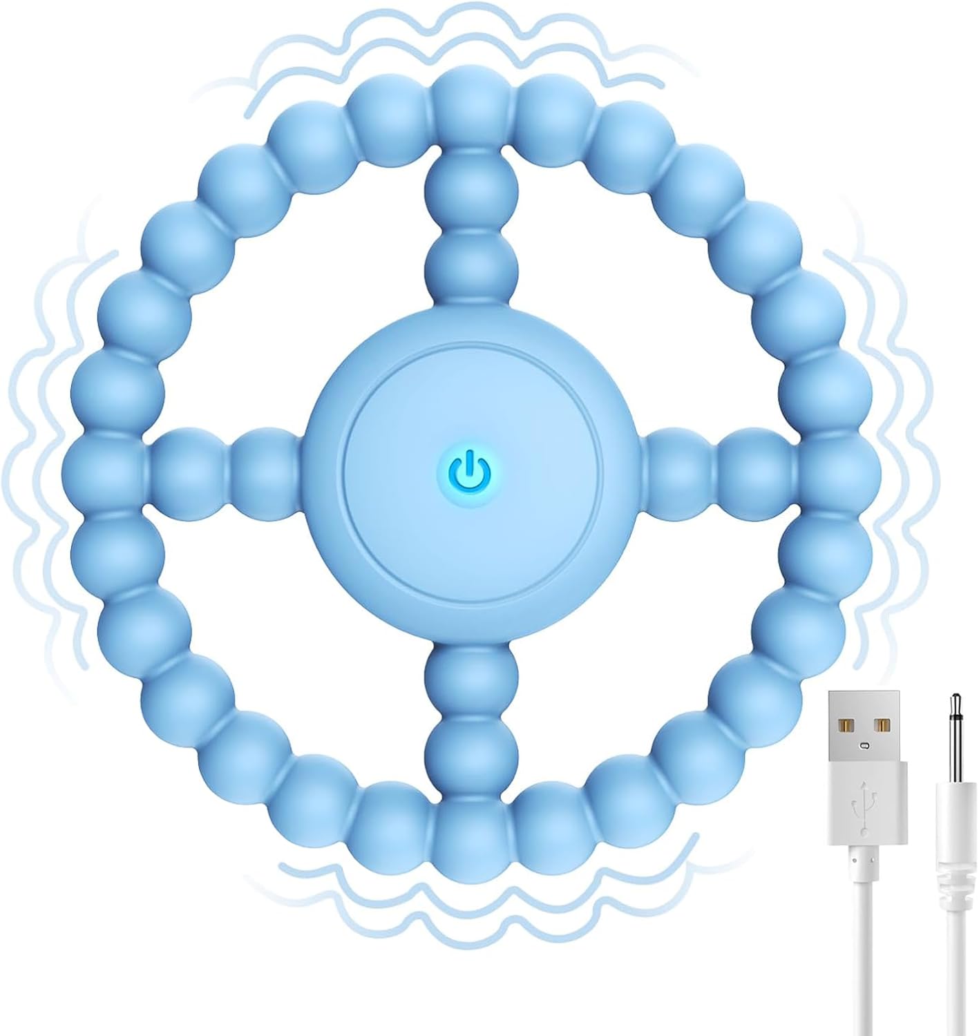 MOXYOY Vibrating Sensory Chew Toy Teething Toys Baby for Autism, Sensory Toys for Babies 0-6 Months 12-24 Months, Easy to GRAP, Relief to Autism, ADHD, Anxiety Blue
