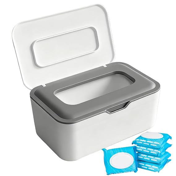 Flushable Wipes Dispenser, Wipes Case Baby Wipe Holder Durable PP Material for Nursery & Home, Keeps Wipes Fresh, Non-Slip, Easy Open & Close