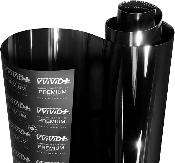 VViViD+ Ultra Gloss Premium Vinyl Car Wrap Film (100ft x 5ft, Gloss Piano Black)