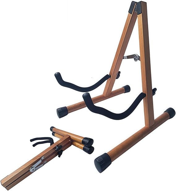 nalu Natural Wood A-shape Guitar Stand