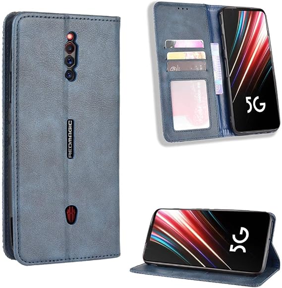 Case for ZTE Nubia Red Magic 5S Case Cover,Case for ZTE Nubia Red Magic 5S NX659J Case PU Leather flip Cover Blue