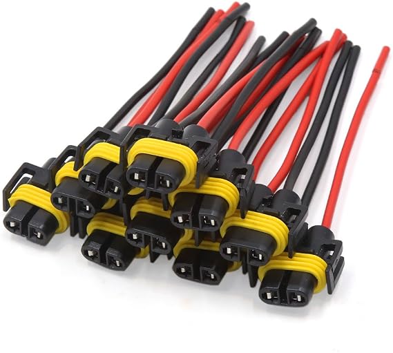 uxcell 10 Pcs H11 H8 880 881 Female Adapter Wiring Harness Sockets Wire Headlights Fog Lights for Vehicle