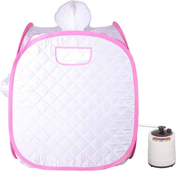 Smartmak Portable Steam Sauna, 1 or 2 Person Spa Tent Indoor at Home, Remote Control 2L Sauna Steamer Machine,US Plug - Silver Pink