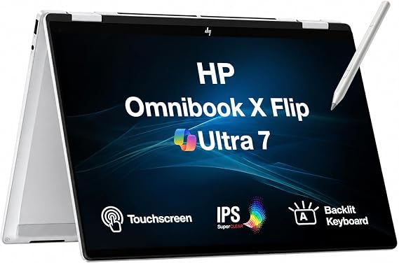 HP OmniBook X Flip Copilot+ 2-in-1 Touchscreen AI Laptop 14" IPS Display