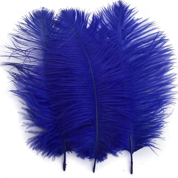 Shekyeon Royal Blue 10-12inch 25-30cm Ostrich Feather Home Decoration DIY Craft Pack of 10