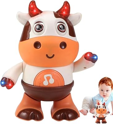 Baby Cow Musical Toy - Dancing Walking Cow with Music & LED Lights - Learning Development Toy for 3 to 18 Months Boys & Girls