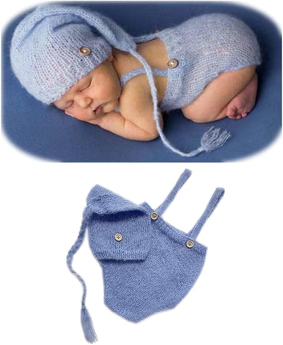 Newborn Photography Props Outfits Girl Boy Mohair Newborn Photoshoot Props Elf Hat Pant Baby Photo Props Outfit