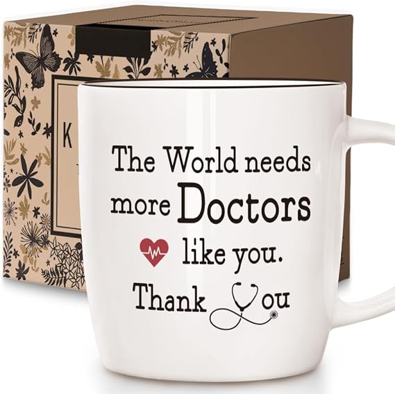 Heart-Warming Thank You Coffee Mug Gift for Doctors, The World Needs More Doctors Like You Inspirational Coffee Mug, Unique Thanksgiving Christmas Gifts for Physicians, Nurses, Veterinarians, 13oz