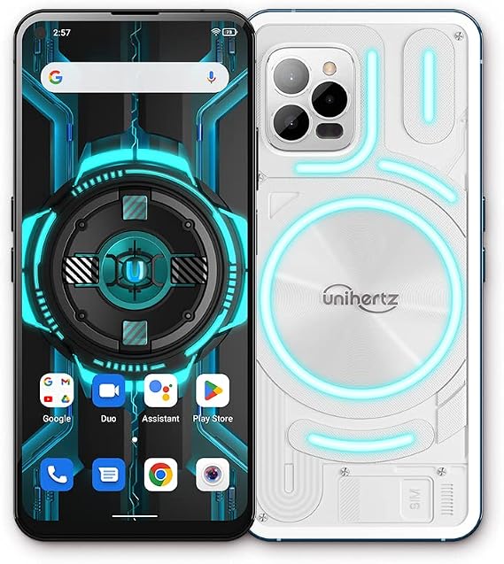 Unihertz Luna, 12GB + 256GB Transparent Back Designed Light-Emitting 4G Smartphone 108MP 5000 mAh Android 12 Phone White (Support T-Mobile & Verizon only)