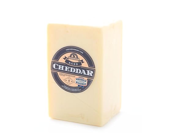 Wisconsin Cheese Mart 1-Year Aged Sharp White Cheddar Cheese | 2.5 lb Half Loaf | Rich, Sharp & Creamy Wisconsin White Cheddar