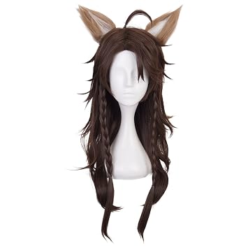 Cosplay Wig Anime Costume with Marron Long and Curly Wigs for Men or Youth Halloween Family Party