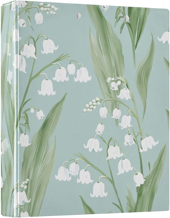 Lily of The Valley 3 Ring Binder, 1.5 Inch Round Rings to Hold 200 Sheets, Heavy Duty 3 Ring Binder with Clipboard for Home Office Supplies