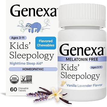 Genexa Sleepology for Children 60 Tablets | Certified Organic & Non-GMO, Melatonin-Free, Physician Formulated, Homeopathic | Sleep Aid for Children