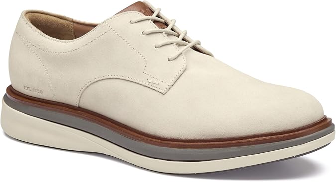 Johnston & Murphy Men's Momentum Plain Toe Sneaker, Ivory Italian Suede, 11 M