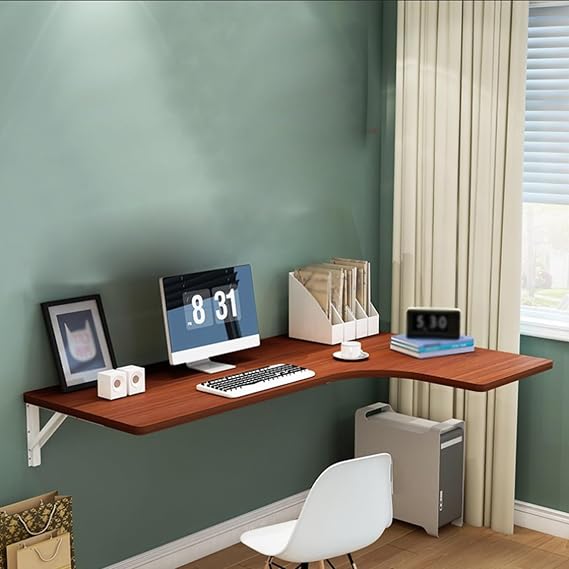 Wall mount folding Table with 1.0 in panel thickness, Multifunctional L Shape Folding wall mount Computer desk for small space,Floating wall desk for Office bedroom laundry room kitchen)wall table(Wal