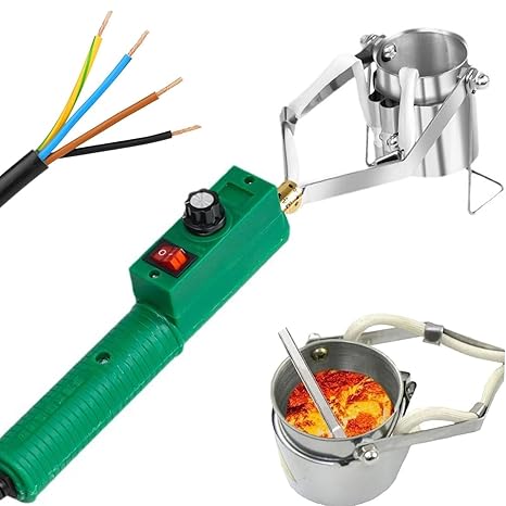 Electric Metal Melting Furnace 800g, Hand Held Lead Melting Furnace 320W, 150-450C Temperature Metal Melting Crucible for Fishing Weight Mold