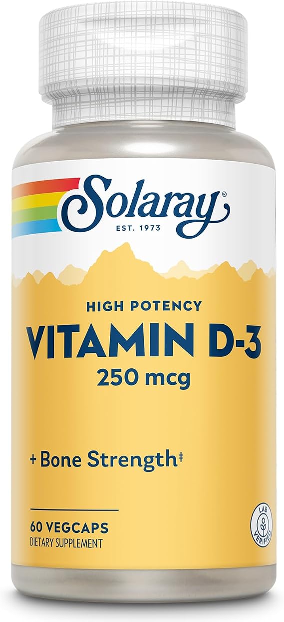 SOLARAY Vitamin D3 10000IU (250 mcg), VIT D3 Cholecalciferol, 60 Veg Caps