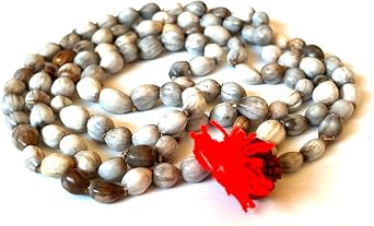 NAISHA Original Vaijanti Mala White Bead Mala/Necklace,Handmade Religious Japa / Meditation Mala/ Vashikaran Attraction and Devi Siddhi, beads with tassel,