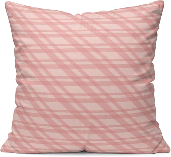 Pink Stripes Throw Pillow Covers, Soft Pillowcases with Invisible Zipper, Modern Minimalist Texture Decorative Square Pillow Cushion Covers for Living Room Couch Sofa Bed 26x26 Inches