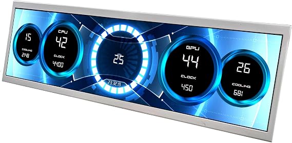 VSDISPLAY 14.5'' White LCD Monitor 2560x720 2K USB-C Stretched Bar Display | for Computer PC Case GPU CPU Secondary Screen