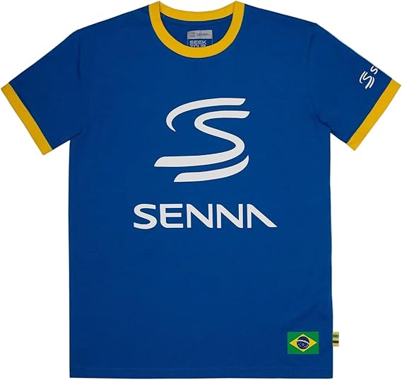 Ayrton Senna F1 Legacy Logo T-Shirt (Blue, M)