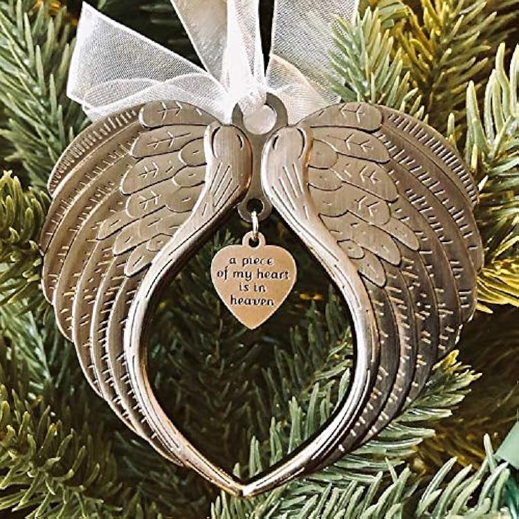 Angel Wings Heart Shape Pendant, Christmas Tree Decor Pendant Christmas Hanging Ornaments Home Decoration Gifts