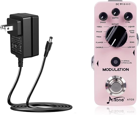 AITONE Modulation Pedal (AT-03) and DC 9V Power Supply (500mA) Adapter