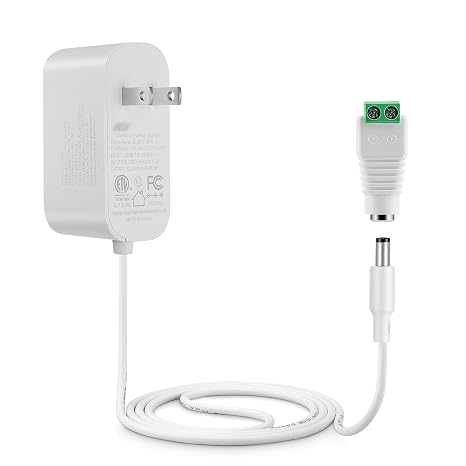 Tonton 36W 12V 3A/3000mA Power Supply Adapter 6ft Cord DC Power Cable to 110-240V AC Adapter UL/CE/FCC Certified 5.5mmx2.1mm DC Plug with LED Terminal Connector for LED Strip Light,CCTV Camera(White)