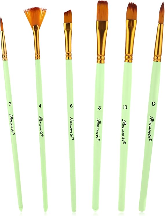 Molain Cake Painting Brushes, 6Pcs White Pole Cake Decorating Brushes Food Paint Brush Cookie Fondant Sugar DIY MultifunctionTools Set for Cookie Cake Decoration