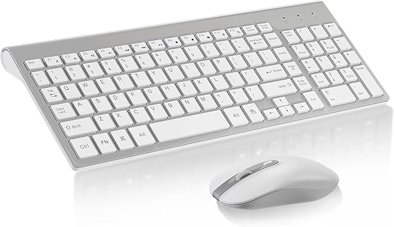 cimetech Wireless Keyboard and Mouse Combo - Silver White