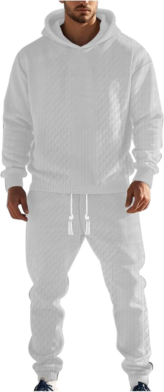 Hooded Tracksuit Men - Mens Tracksuits 2 Piece Hoodie Sweatsuit Sets Casual Athletic Jogging Suits Plaid Jacquard Outfit