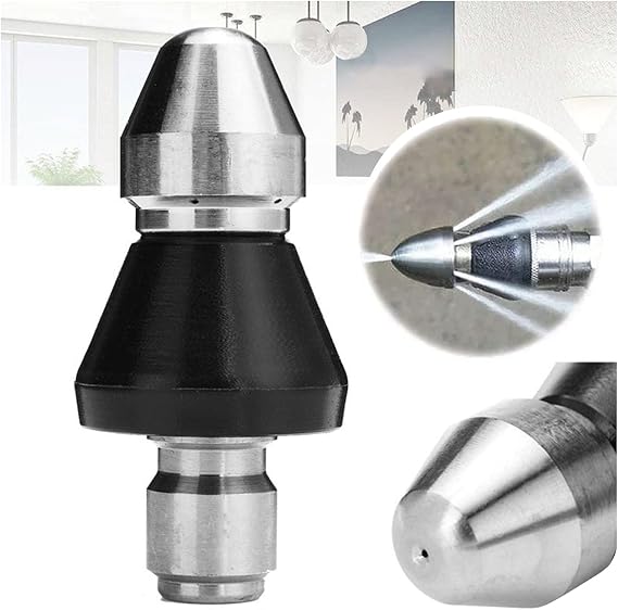 Sewer Cleaning Tool High-Pressure Nozzle, Pressure Washer Sewer Jetter Hose Nozzle, 1/4'' Quickly Connector Sewer Jetter Nozzle (1PCS)