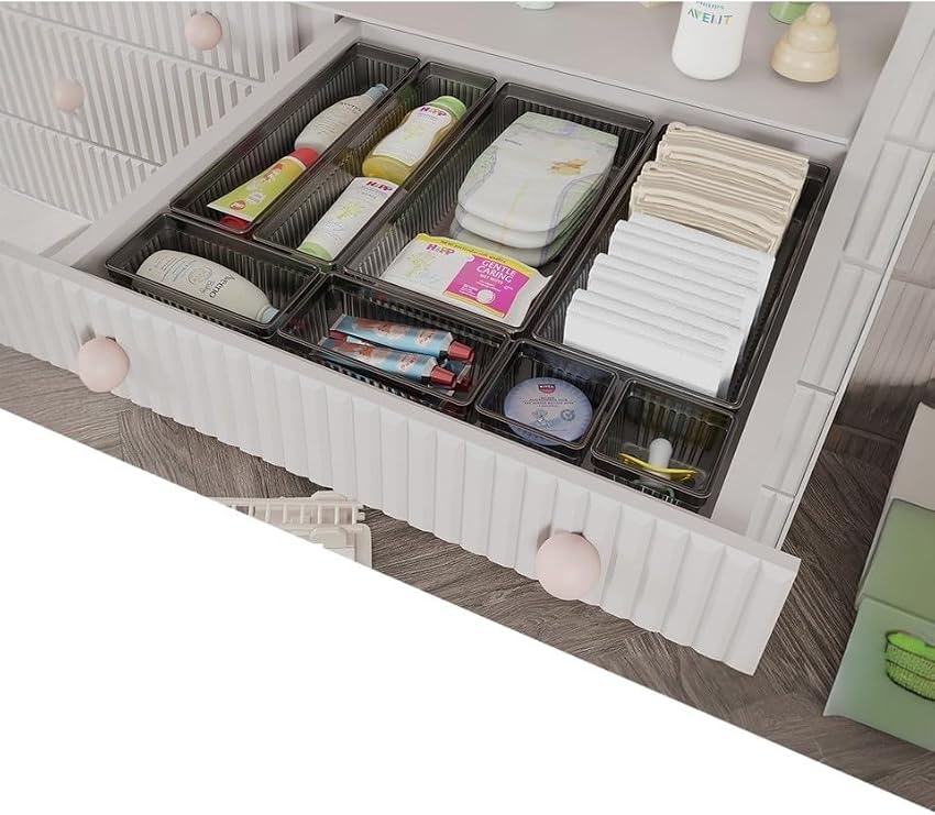 Meleni Baby 8 Parça Bebek Çekmece Düzenleyici - Bebek Organizer - Bebek Bakım Organizer - Antrasit