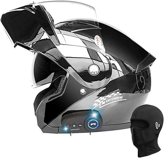 Bluetooth Modular Helmet Motorcycle Modular DOT/ECE Approved Full Face Integrated Flip up Dual Visor ​Anti Fog Sun Shield Built-In Dual-Speaker Bluetooth Headset for Men Women