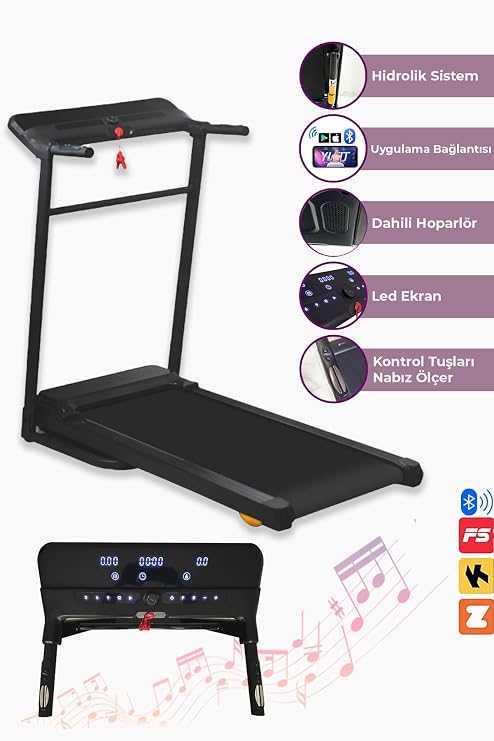 14 km/h Bluetooth Smart Running and Walking Tape – Application Controlled, Foldable, Hydraulic System, LED Screen, Silent Motor