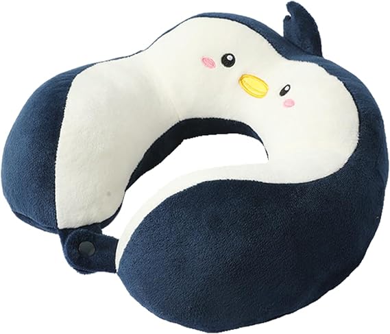 Children's Neck Pillow Travel Pillow Cartoon Penguin Headrest Neck Pillow Travel Adult Animal Travel Pillow Memory Foam Aeroplane Car Sleeping Pillow for Train Office Aeroplane
