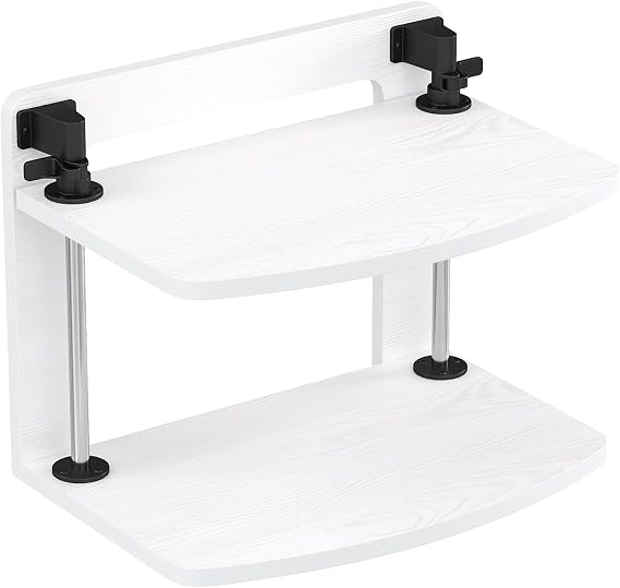 Computer Monitor Stand Riser for Reduced Neck Strain, Adjustable Height Desk Shelf Organizer Monitor Riser Stand for PC Monitor - Not for Laptop - Withe - Wood Grain, MR01-M