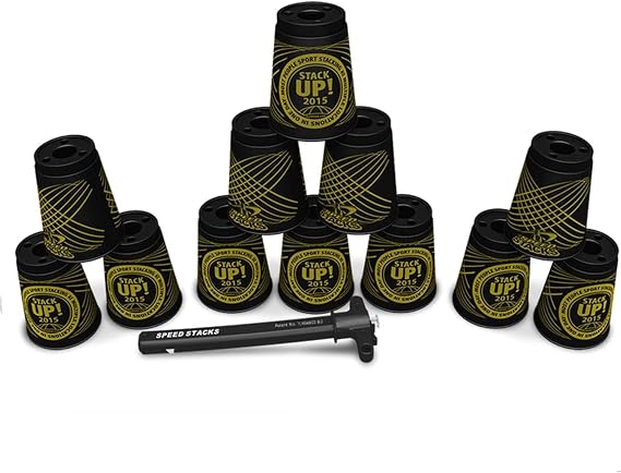 Speed Stacks Sport Stacking Cups - 12 Stack UP! 2015 Black 4" Cups (Cup Stacking) & Free Bonus: Active Energy Necklace $49 Value