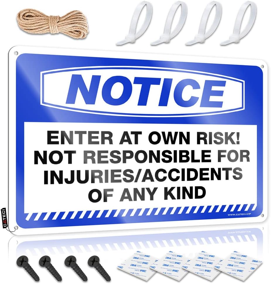 Thc Tin Sign Notice Enter At Own Risk!Not Responsible For Injuries/Accidents Of Any Kind Tin Sign Funny Coffee Signs Man Cave Decor And Accessories ( Size : 30X40CM )